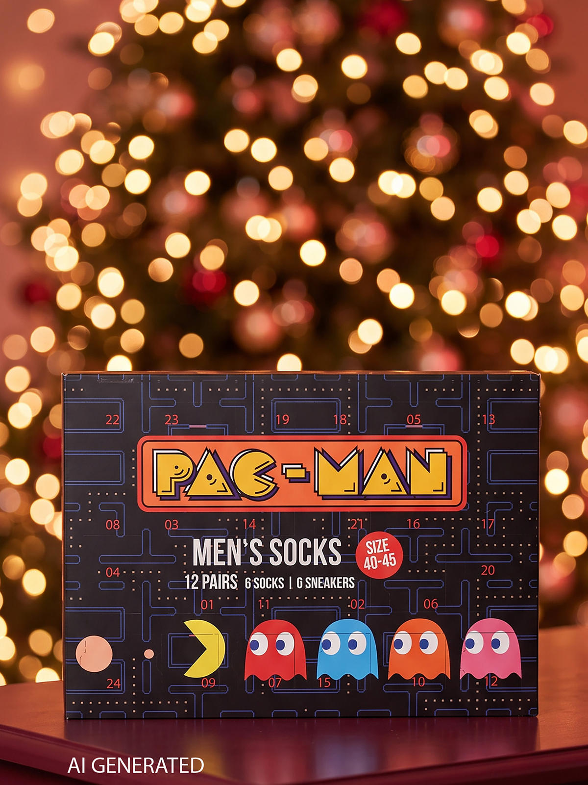 ADVENTSKALENDER Pac-Man mit 12 Paar Socken Größe 40-45 - Multicolor, Textil (37/5/26.5cm) - United Labels