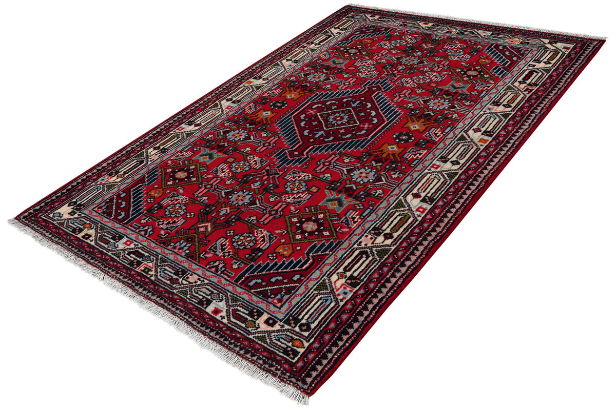 ORIENTTEPPICH handgeknüpft Assadabad Rot 154/102 cm Schurwolle - Rot, Textil (102/154cm) - Looma