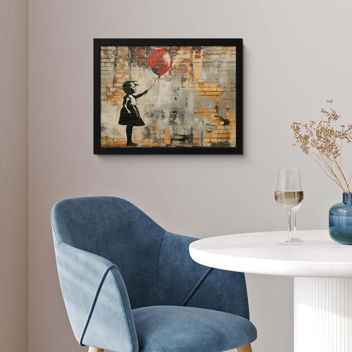 ZARÁMOVANÝ PLAGÁT Graffiti - Banksy - Dievča - Street art 40x30 cm - piesková, papier (40/30cm) - MuchoWow