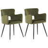 ESSZIMMERSTUHL 2er-Set Samtstoff Grün Sanilac - Olivgrün, Textil/Metall (52/75/44cm) - Beliani