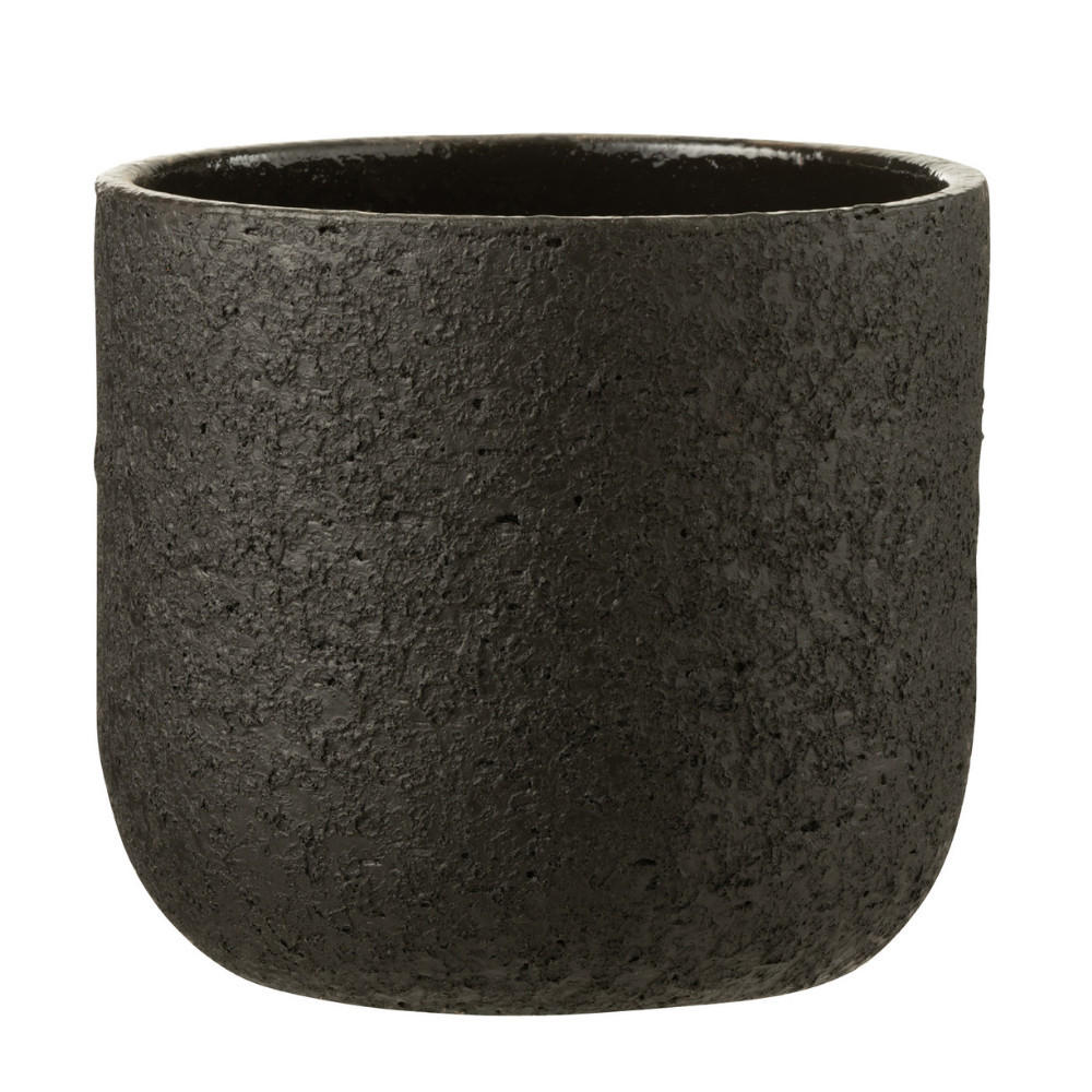 BLUMENTOPF RAU - Töpferei - Schwarz - L - Ø 22 cm - Schwarz, Keramik (22/20cm) - J-Line