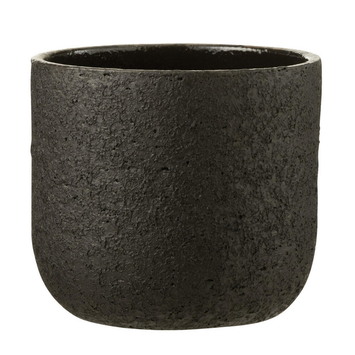 BLUMENTOPF RAU - Töpferei - Schwarz - L - Ø 22 cm - Schwarz, Keramik (22/20cm) - J-Line