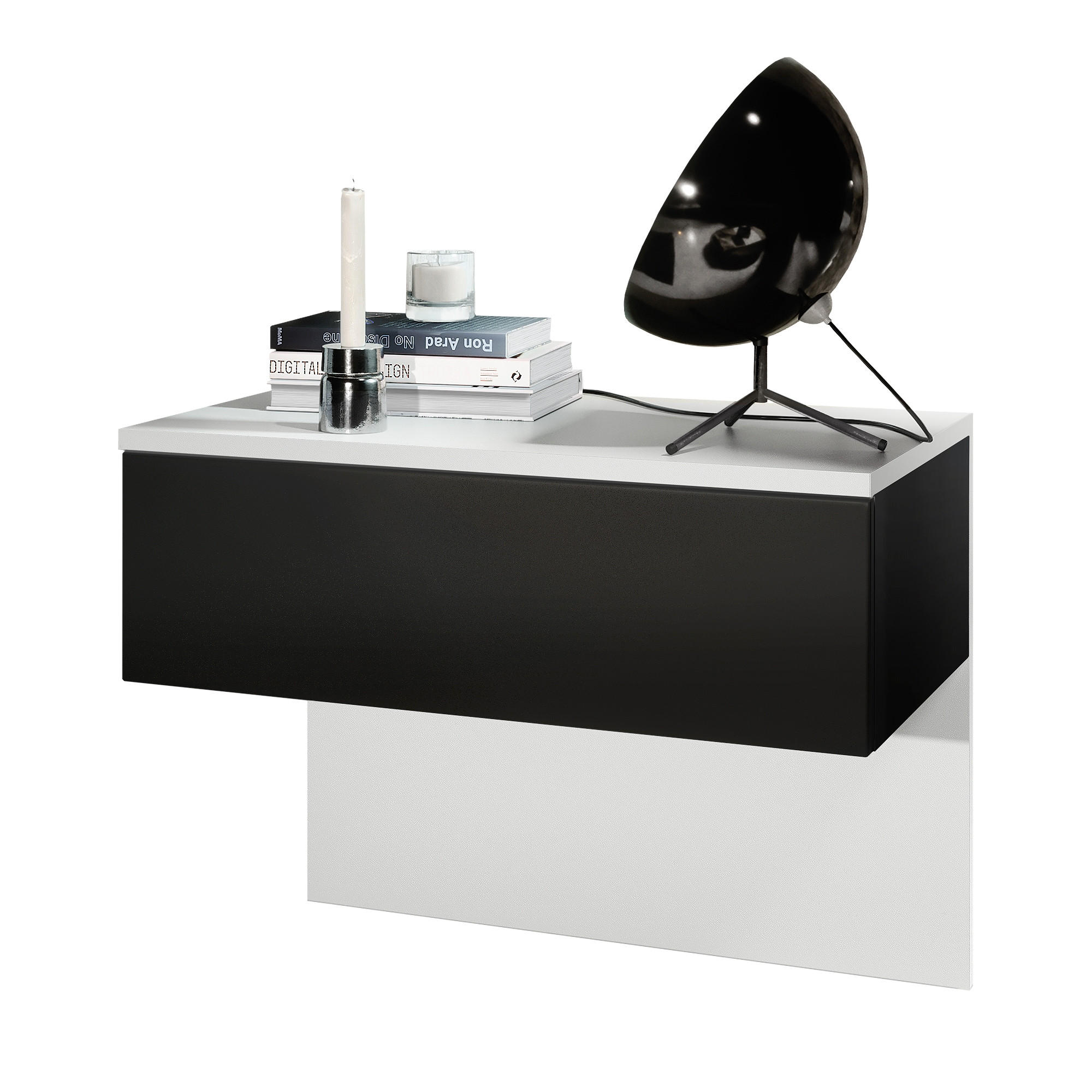 NACHTTISCH Sleep Fronten in Schwarz matt - Schwarz, Holzwerkstoff (60/46/35cm) - Vladon
