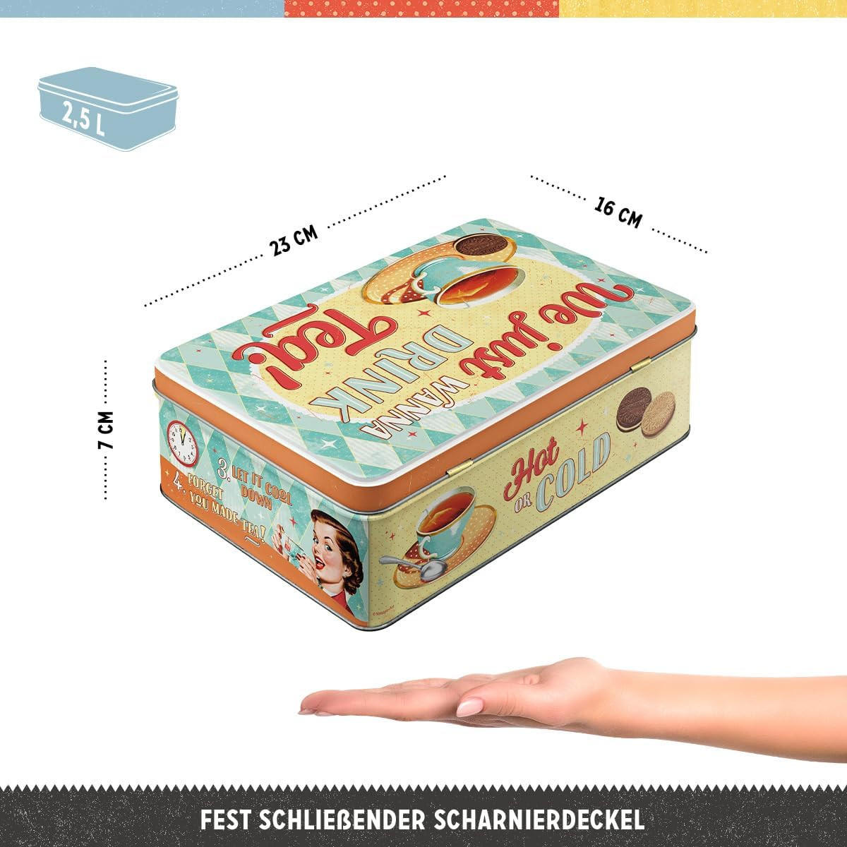 VORRATSDOSE flach Tea & Cookies Together - Multicolor, Metall (23/7/16cm) - Nostalgic-Art