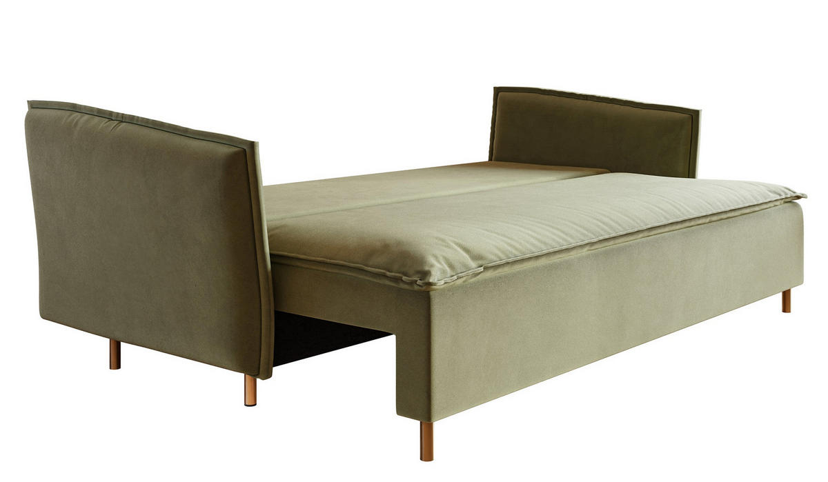 SCHLAFSOFA Ummo Salbeigrün Velours - Salbeigrün/Goldfarben, Textil/Metall (230/88/90cm) - Selsey