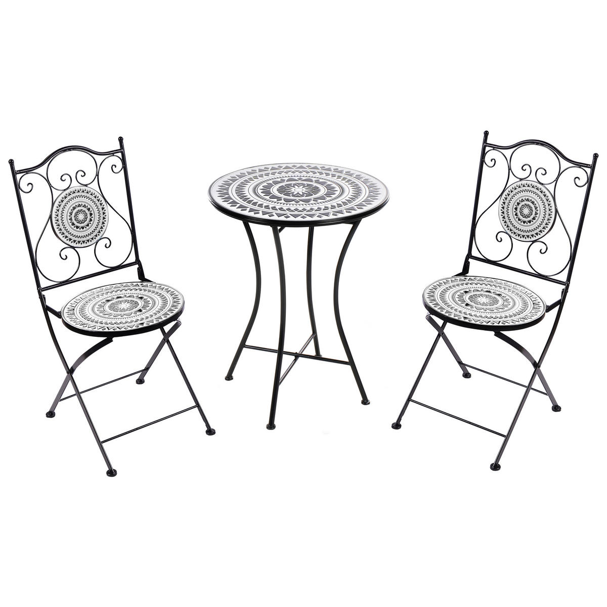 BISTRO-SET Schwarz Comiso - Schwarz/Weiß, Metall - Beliani