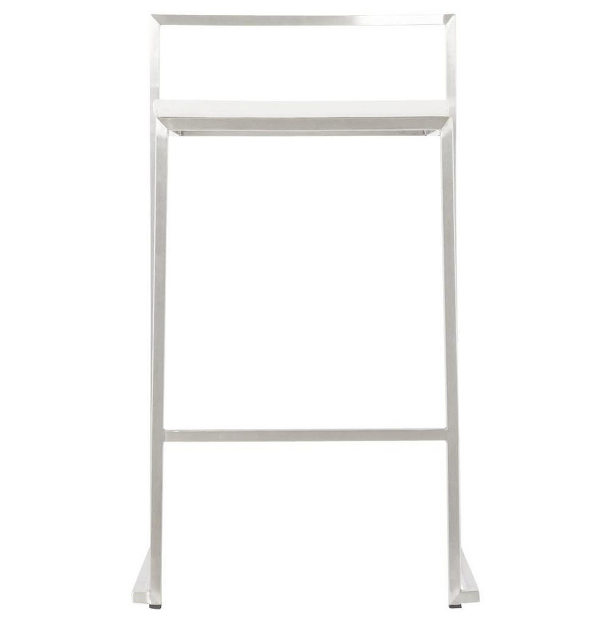 BARHOCKER Kunstleder Stahlrahmen Sitzhöhe 65cm Industrial LEXARIX MINI, Weiß 44x41x76,5 cm - Silberfarben/Weiß, Kunststoff/Textil (43/77/41cm) - KADIMA DESIGN