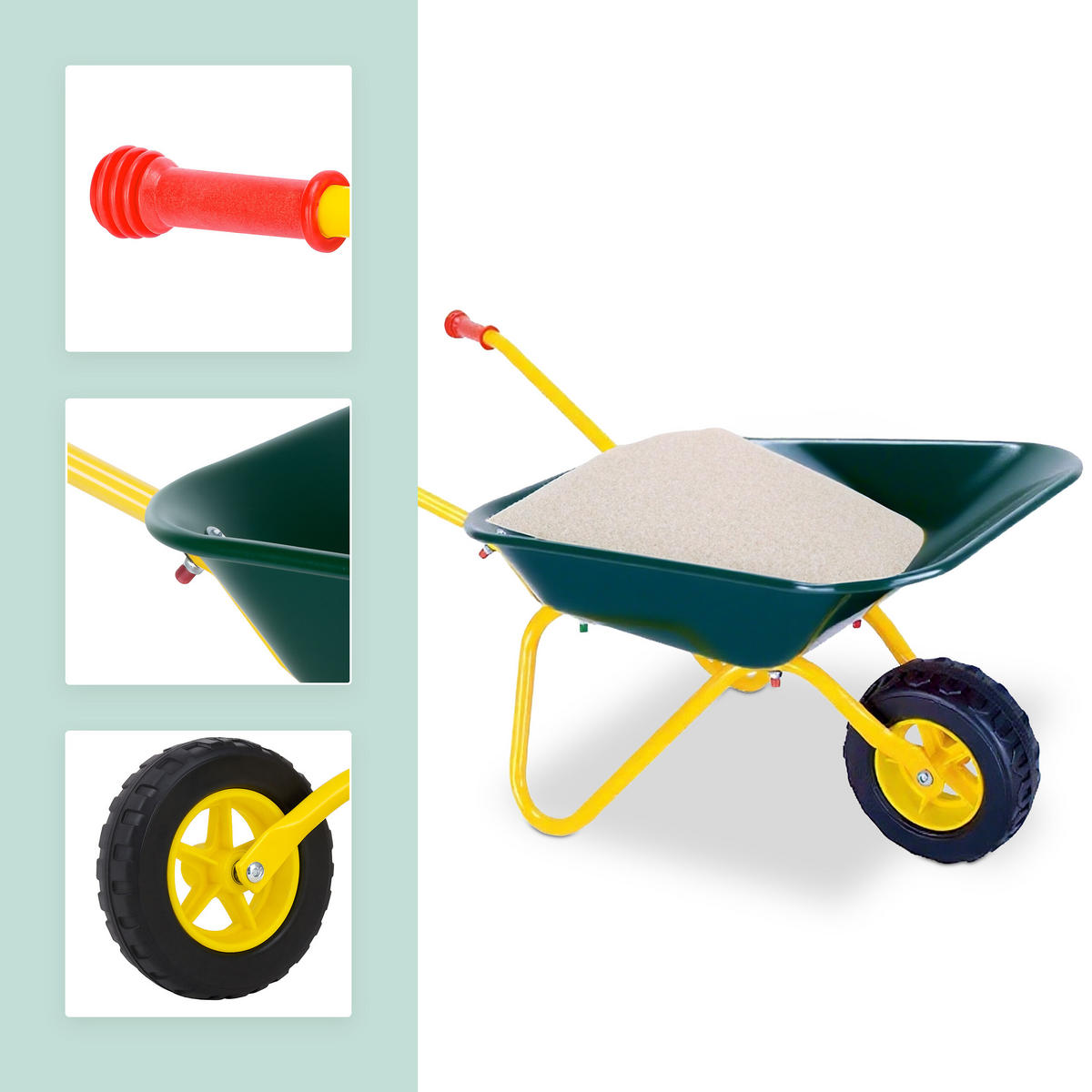 KINDER-SCHUBKARRE - Dunkelgrün, Kunststoff/Metall (74/43/36cm) - Relaxdays