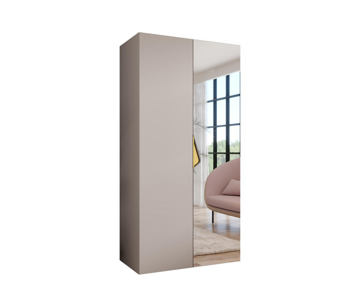 DREHTÜRENSCHRANK 202/100/52 2-türig - Beige/Goldfarben, Holz/Metall (100/202/52cm) - Abiks Möbel