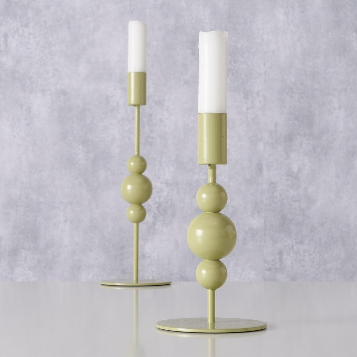 KERZENSTÄNDER 2er-Set Akesha - Grün, Metall (9/26/9cm) - Boltze Home