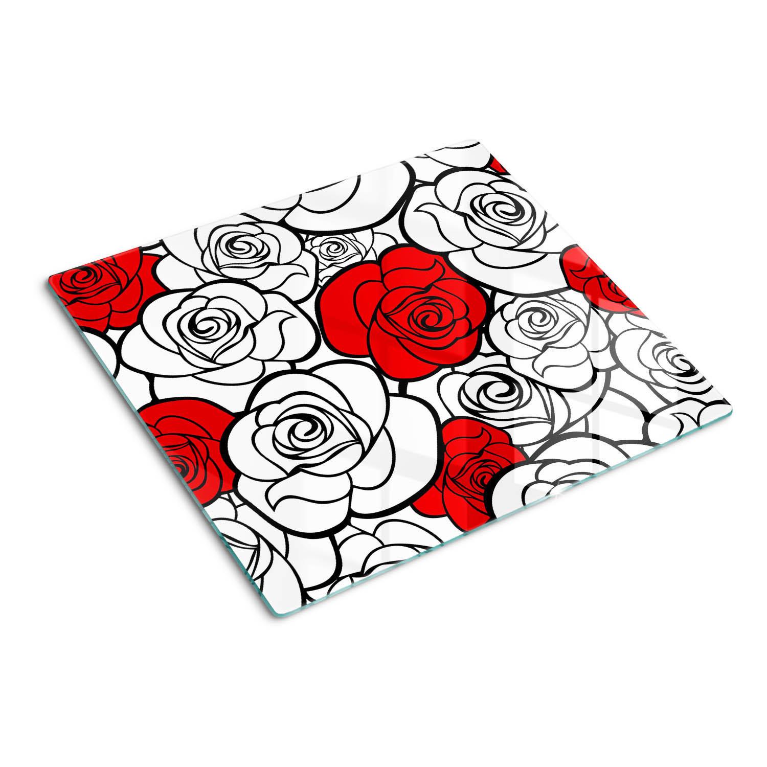 GLASPLATTE 60x52 cm Rosen - Rot, Glas (60/0.4/52cm) - TULUP