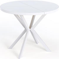 ESSTISCH Della runder ausziehbarer, Weiß 100-180/100/76 cm - Weiß, Holzwerkstoff/Metall (100/180/76cm) - WFL GROUP