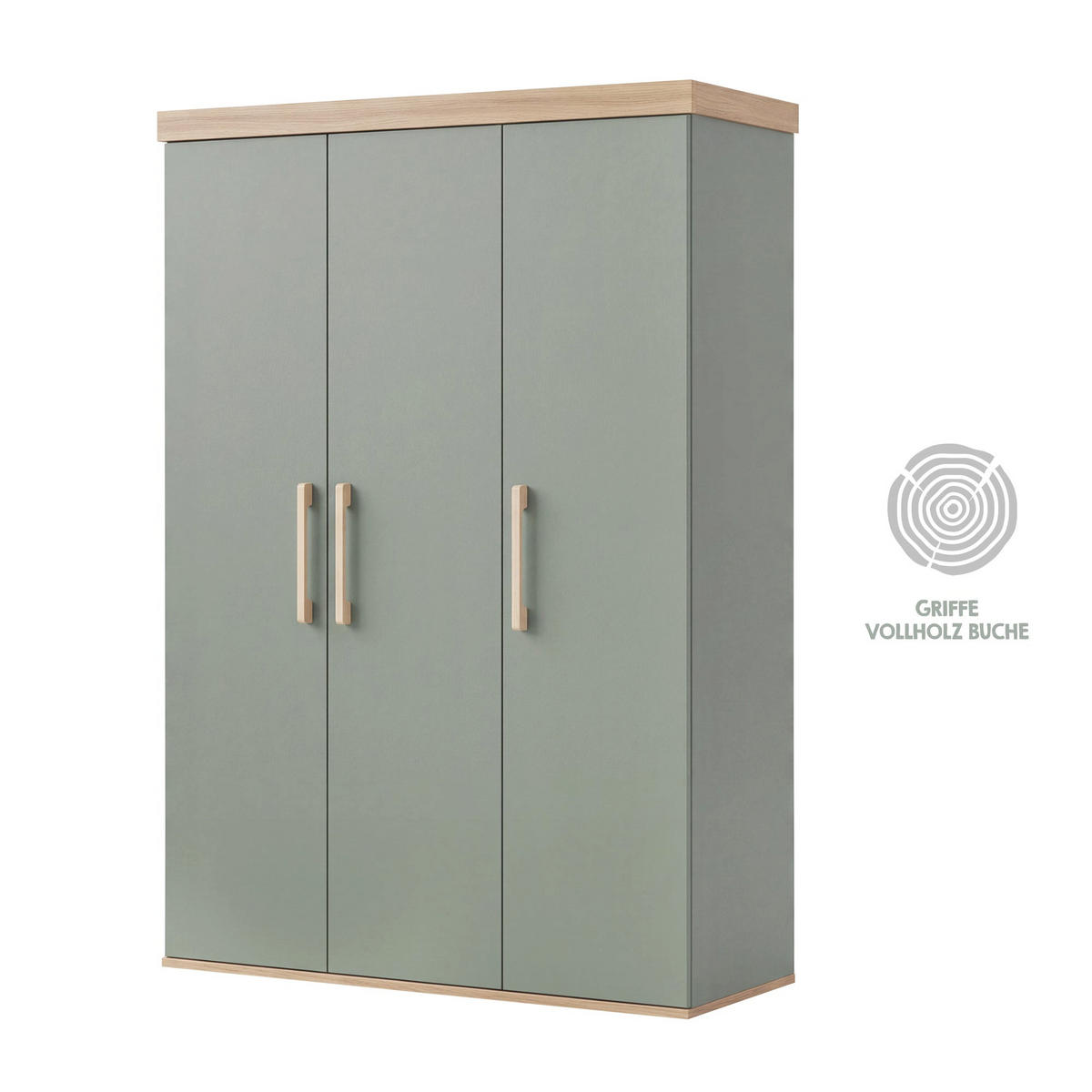 KINDERKLEIDERSCHRANK Jimmy Salbei - Salbeigrün, Holzwerkstoff (138/195/53cm) - Roba