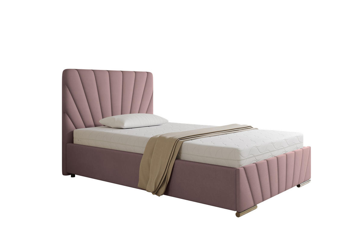 POLSTERBETT Ray 120 x 200 cm mit Bettkasten, Lattenrost und Taschenfederkernmatratze Pocket - Rosa - Rosa, Holz (120/200cm) - Panda Möbel