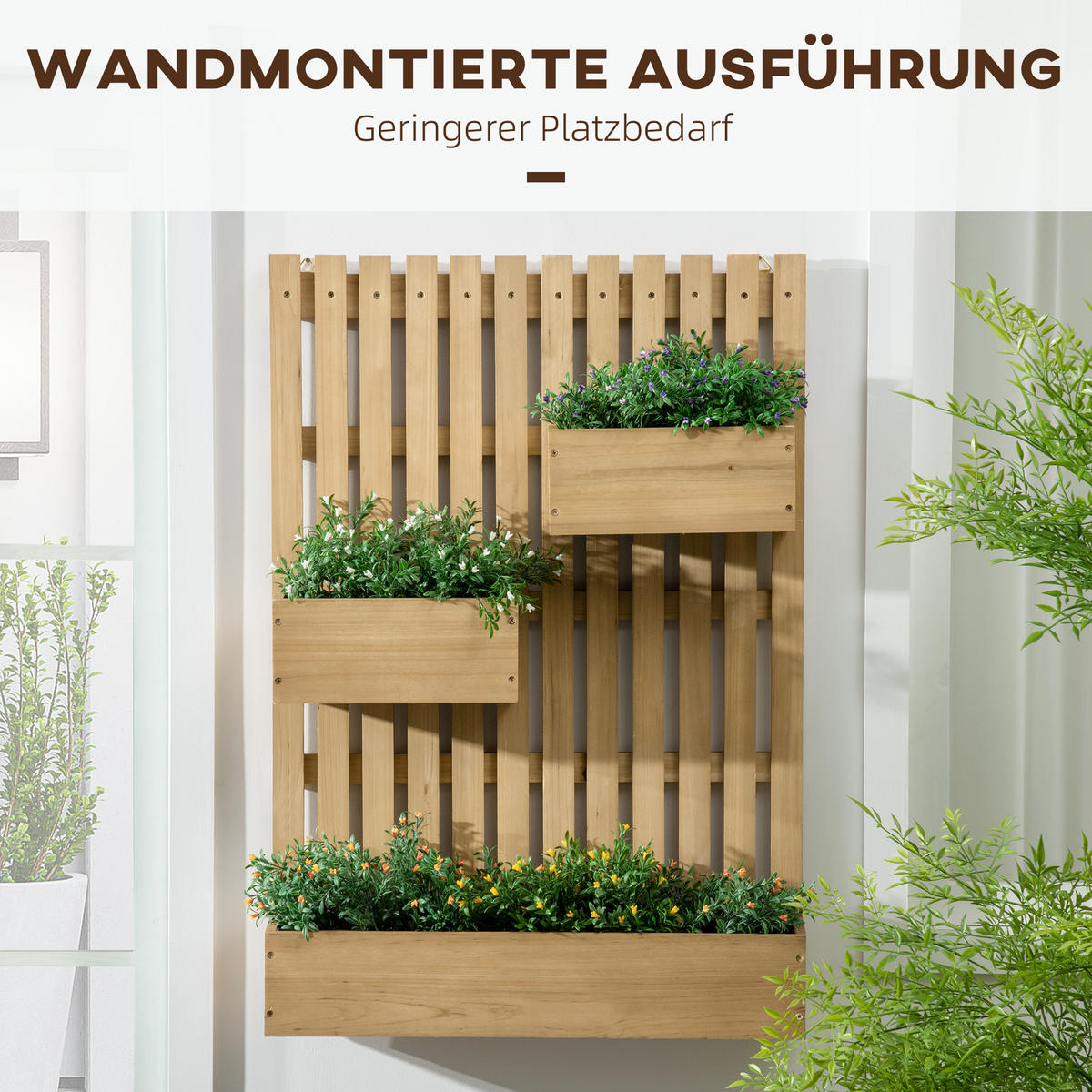 BLUMENKASTEN, Tannenholz, Naturholz - Naturfarben, Holz (16/80/60cm) - Outsunny
