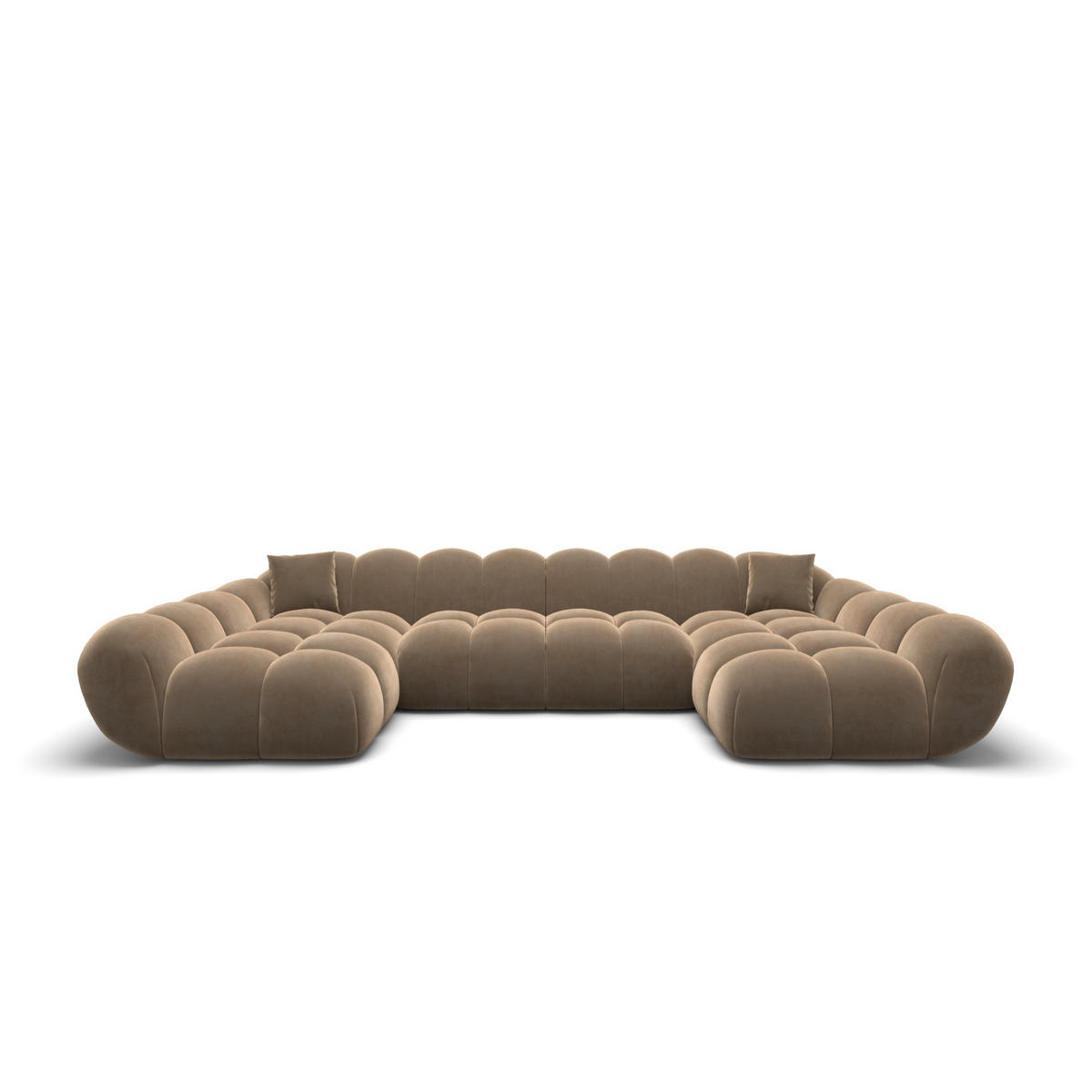 WOHNLANDSCHAFT Liva Braun Samtstoff U-Form XXL Studio - Braun, Textil (330/70/160cm) - VAROYAL