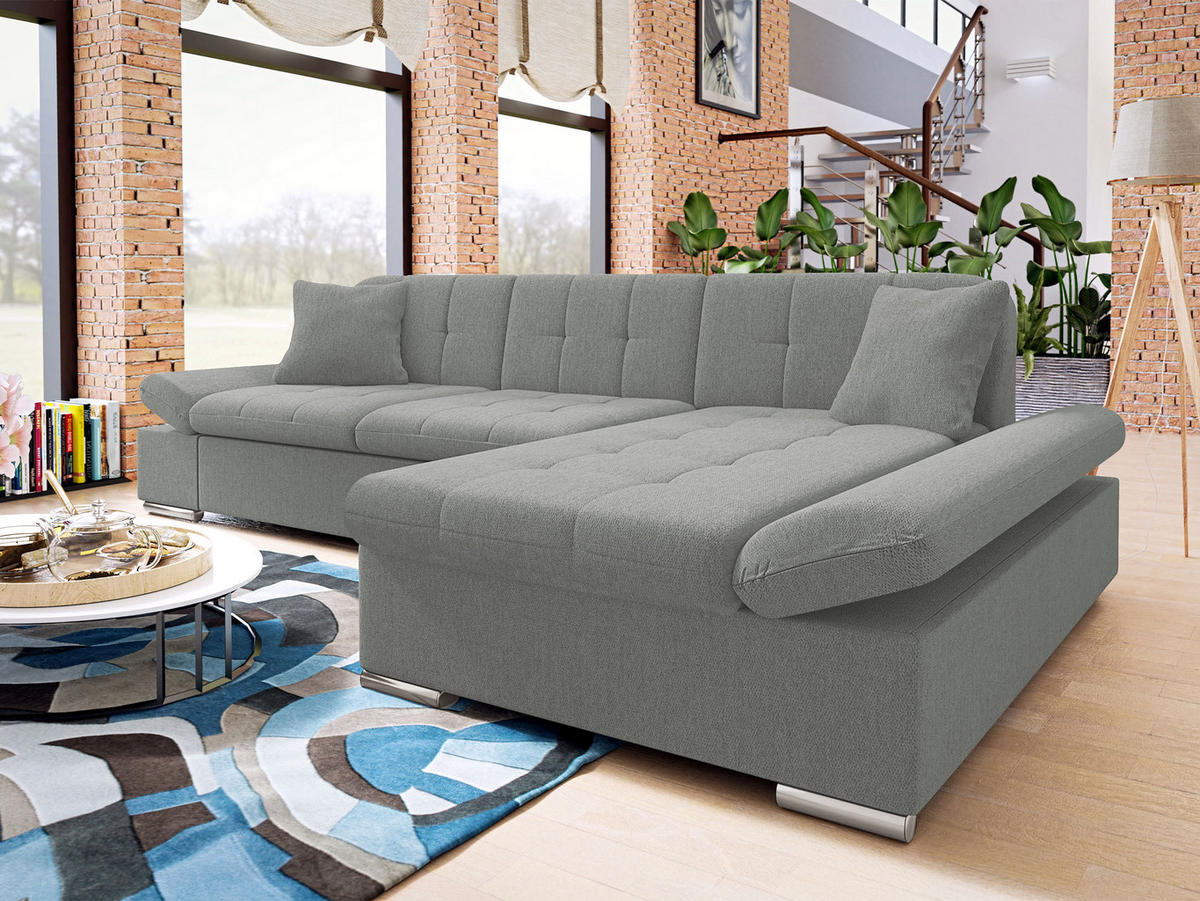 ECKSOFA Malwi, Seite: Rechts - Alufarben, Holz/Textil (278/161cm) - MIRJAN24
