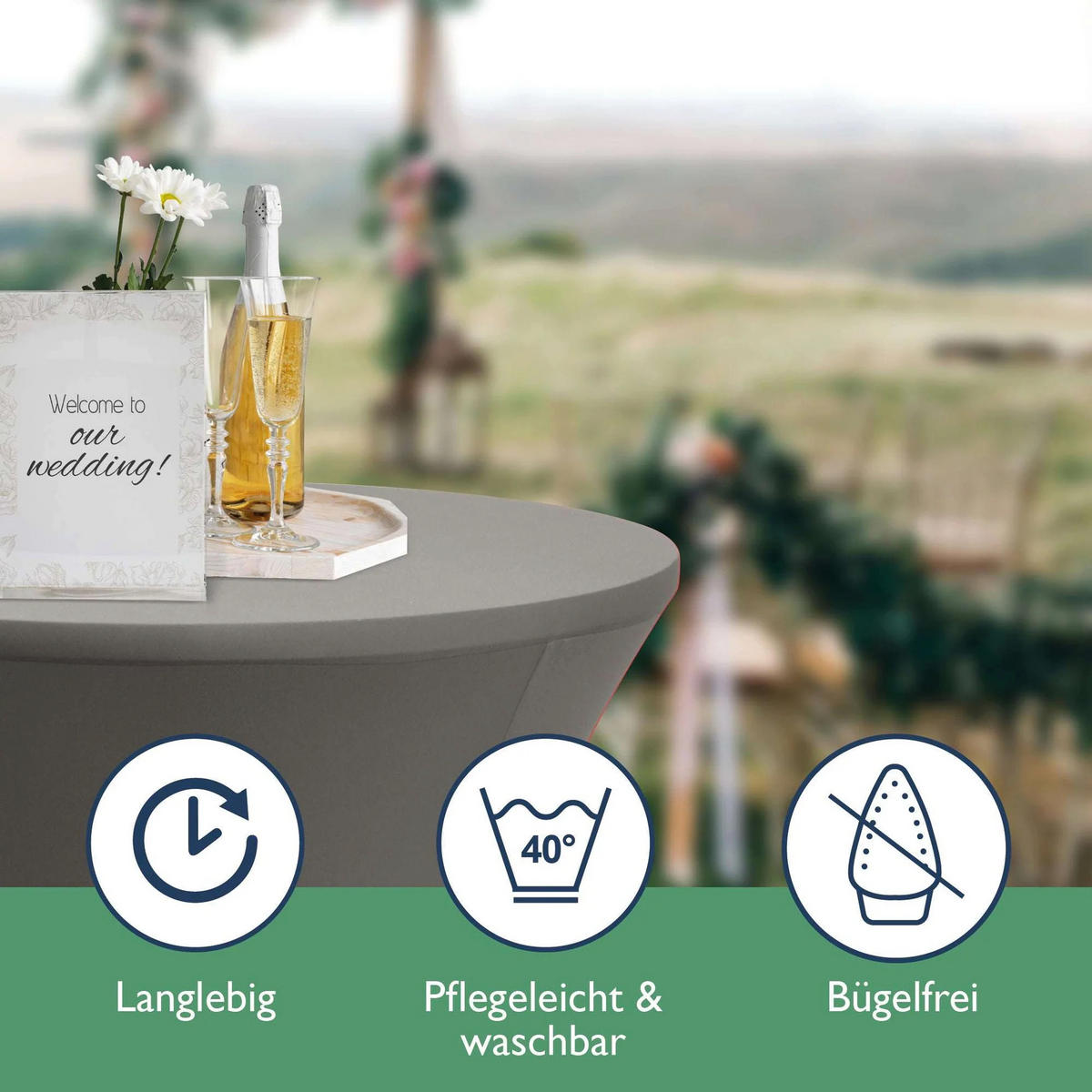 STEHTISCHHUSSE Stella Ø 60cm Anthrazit (2tlg) - Anthrazit, Textil (600/120cm) - Beautissu 