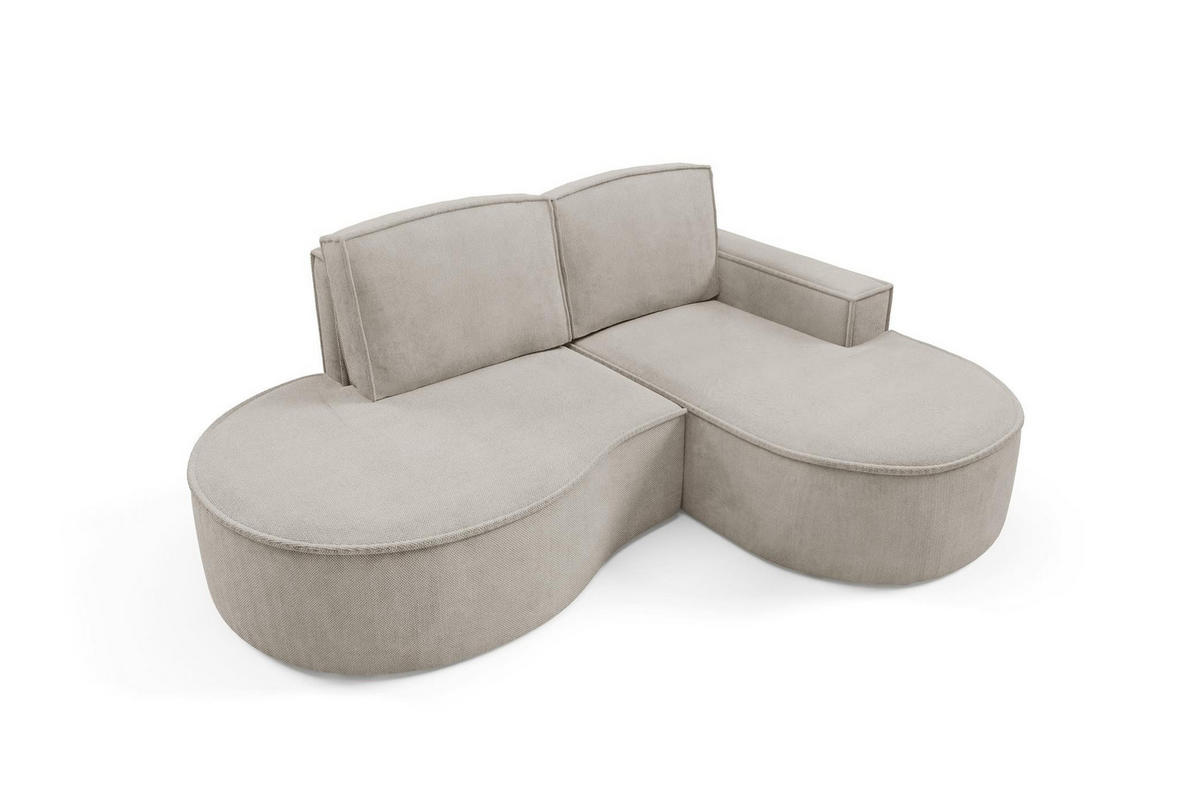 ECKSOFA Flow Kalt Beige, mit Kissen in Curio Stoff, rechte seite - Beige, Holzwerkstoff/Textil (210/157cm) - Bettso