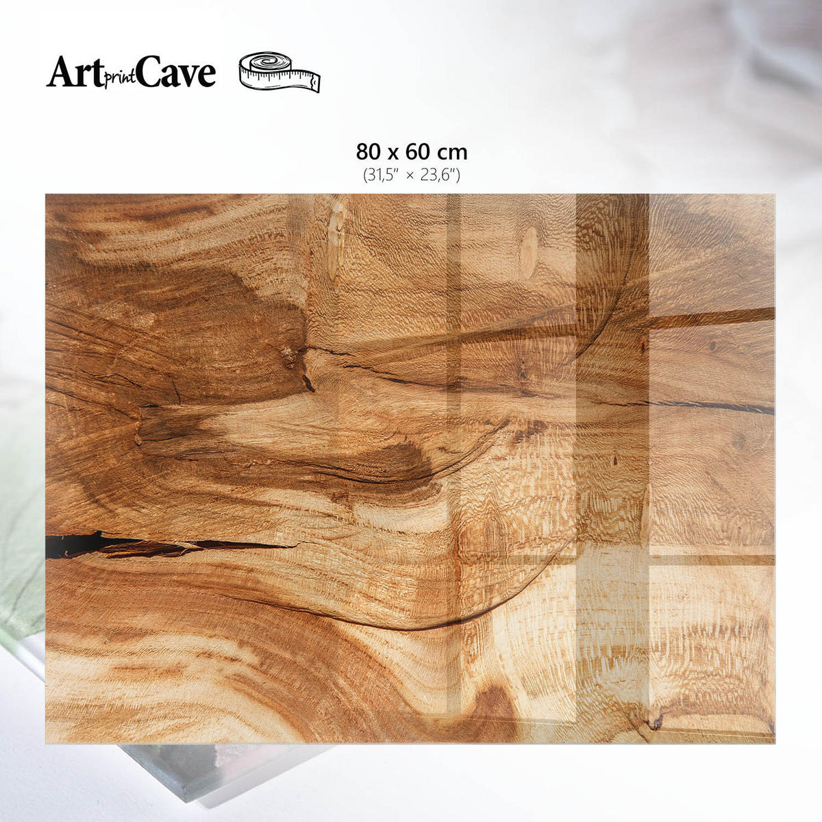 GLASPLATTE 80x60 cm – Holzringe - Braun, Glas (0.4/80/60cm) - ArtPrintCave