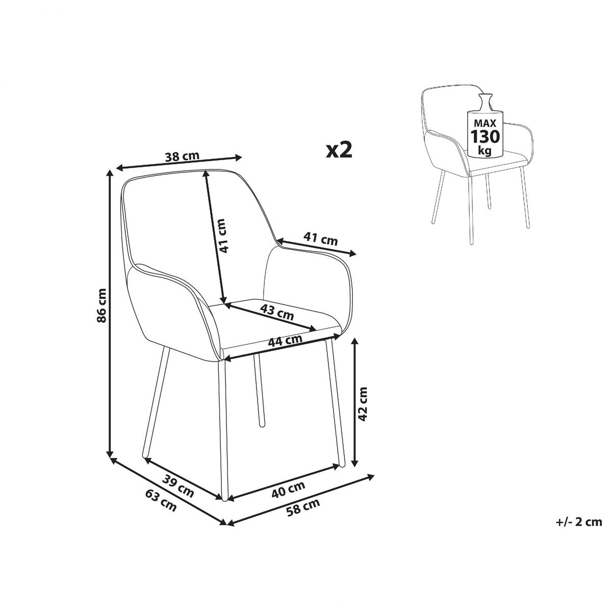 STUHL 2er-Set Polyester Grün Alden - Grün, Textil/Metall (59/85/61cm) - Beliani