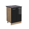 KÜCHENUNTERSCHRANK R-Line Schwarz Hochglanz 60 cm, AP Anthrazit - Schwarz Hochglanz/Eiche Wotan, Holzwerkstoff (60/81.6/60cm) - Vicco