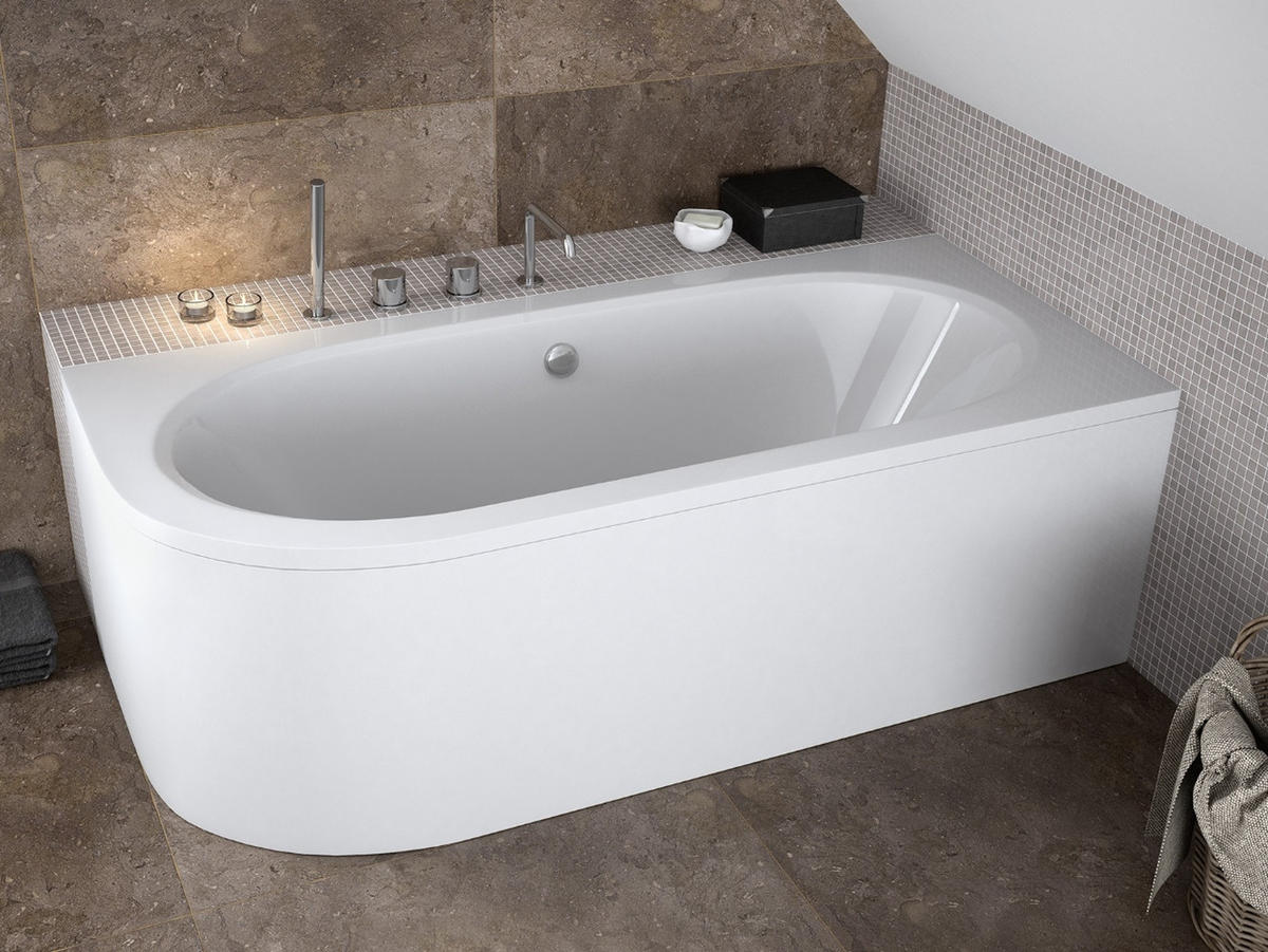 BADEWANNE Eckwanne AVITA 160/75 Rechts Ablauf & Füße - Weiß, Kunststoff (75/55.5/160cm) - bad land