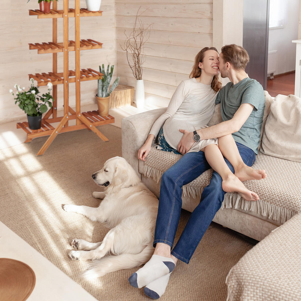 BLUMENTREPPE - Dunkelbraun, Holz (83/142.5/28.5cm) - Relaxdays