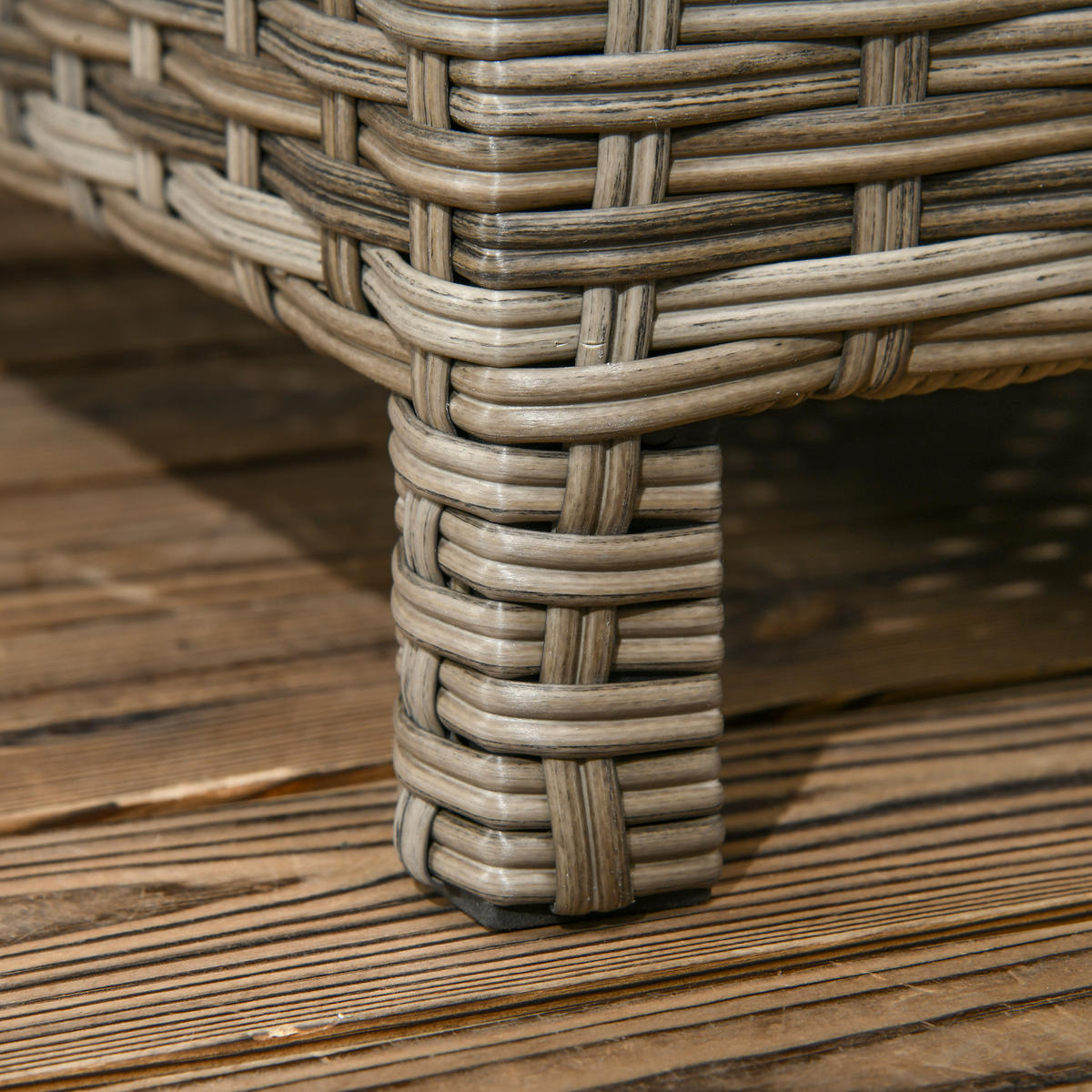GARTENLOUNGE-SET 4tlg. DE-13640 2-Sitzer-Sofa mit Hocker & 2 Tischen Beige & Braun - Mokka, Kunststoff/Metall - ComfortXL