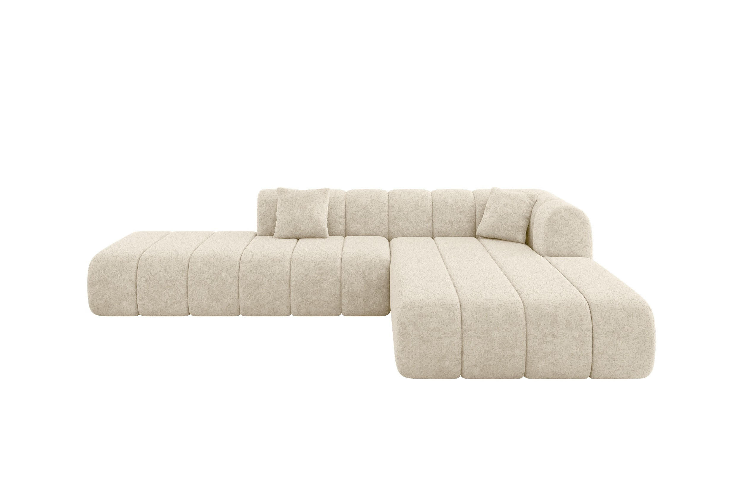 ECKSOFA Ottomane Rechts BILA-L 289x176x71 Creme Chenille - Ecru/Creme, Holzwerkstoff/Kunststoff (289/176cm) - ALTDECOR