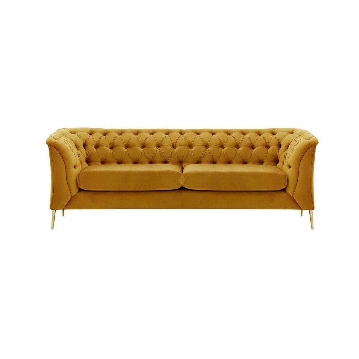 2,5-SITZER-SOFA Chesterfield Modern-Velluto 8 - Gelb, Holz/Textil (209/74/80cm)