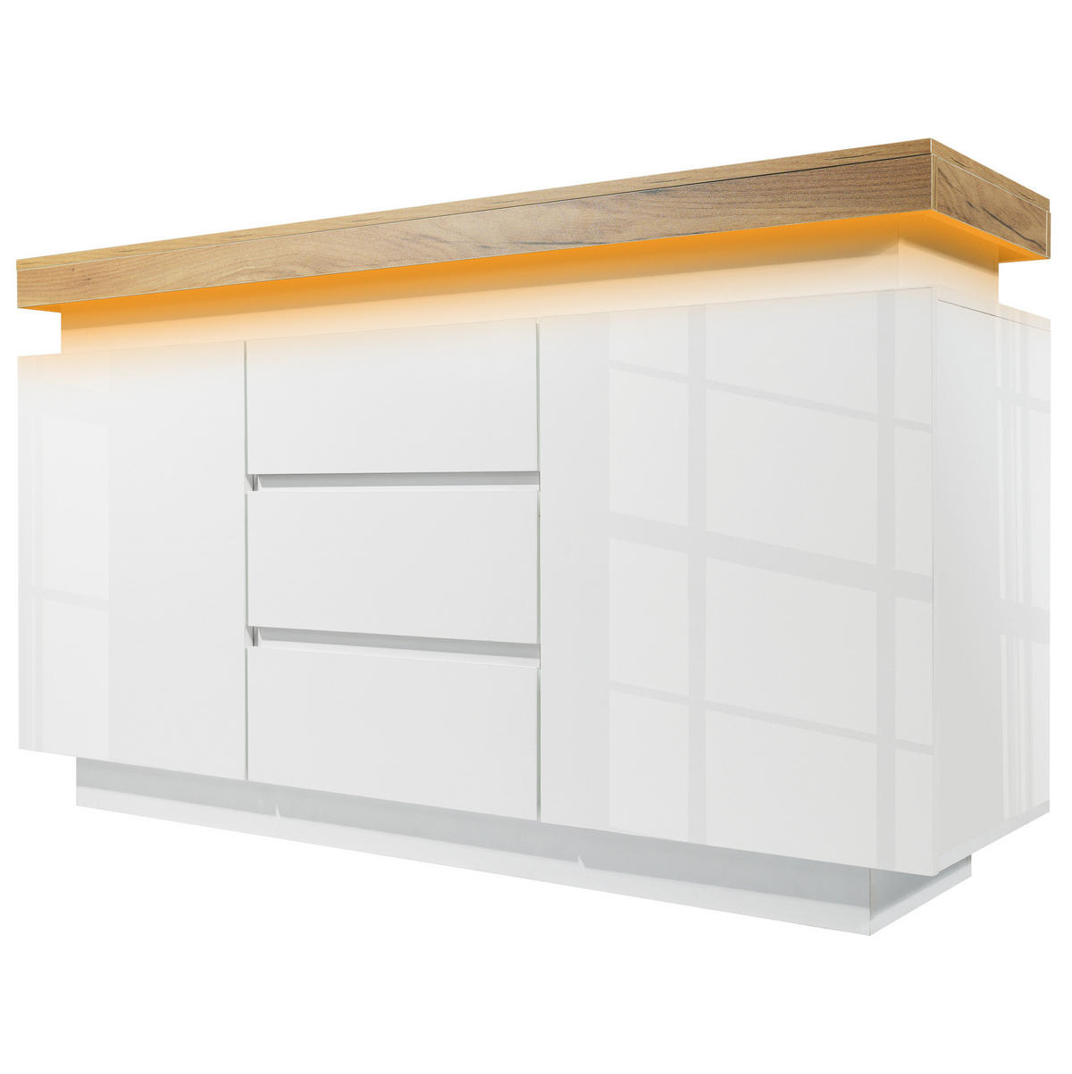 KOMODA od iverice i MDF-a, 140/39/81 cm bijela, s LED rasvjetom - bijela, drvni materijal (140/81/39cm) - Modenvie