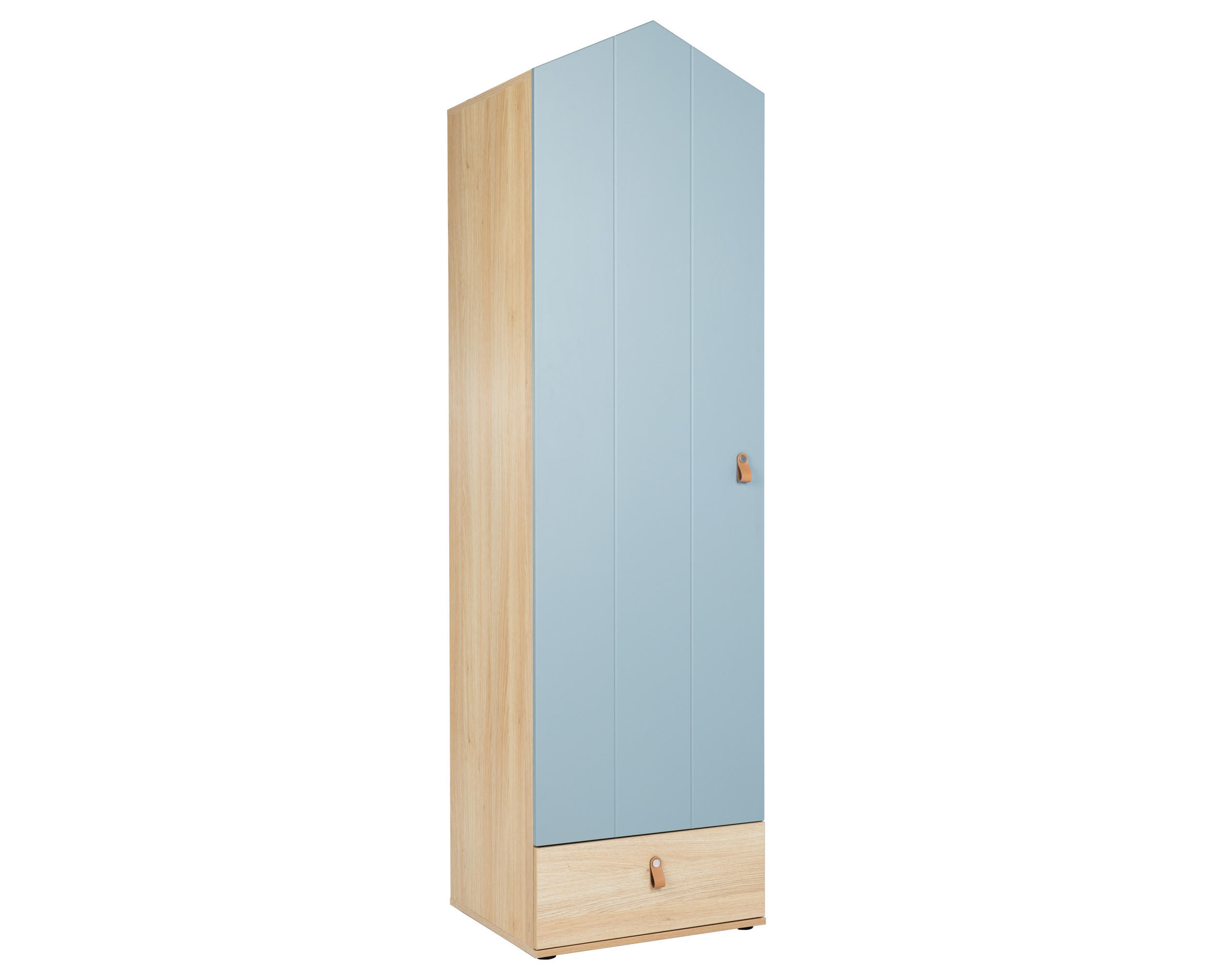 KLEIDERSCHRANK Roofy 1-türig - Salbeigrün/Eichefarben, Leder/Holzwerkstoff (56/200/51cm) - arthur berndt