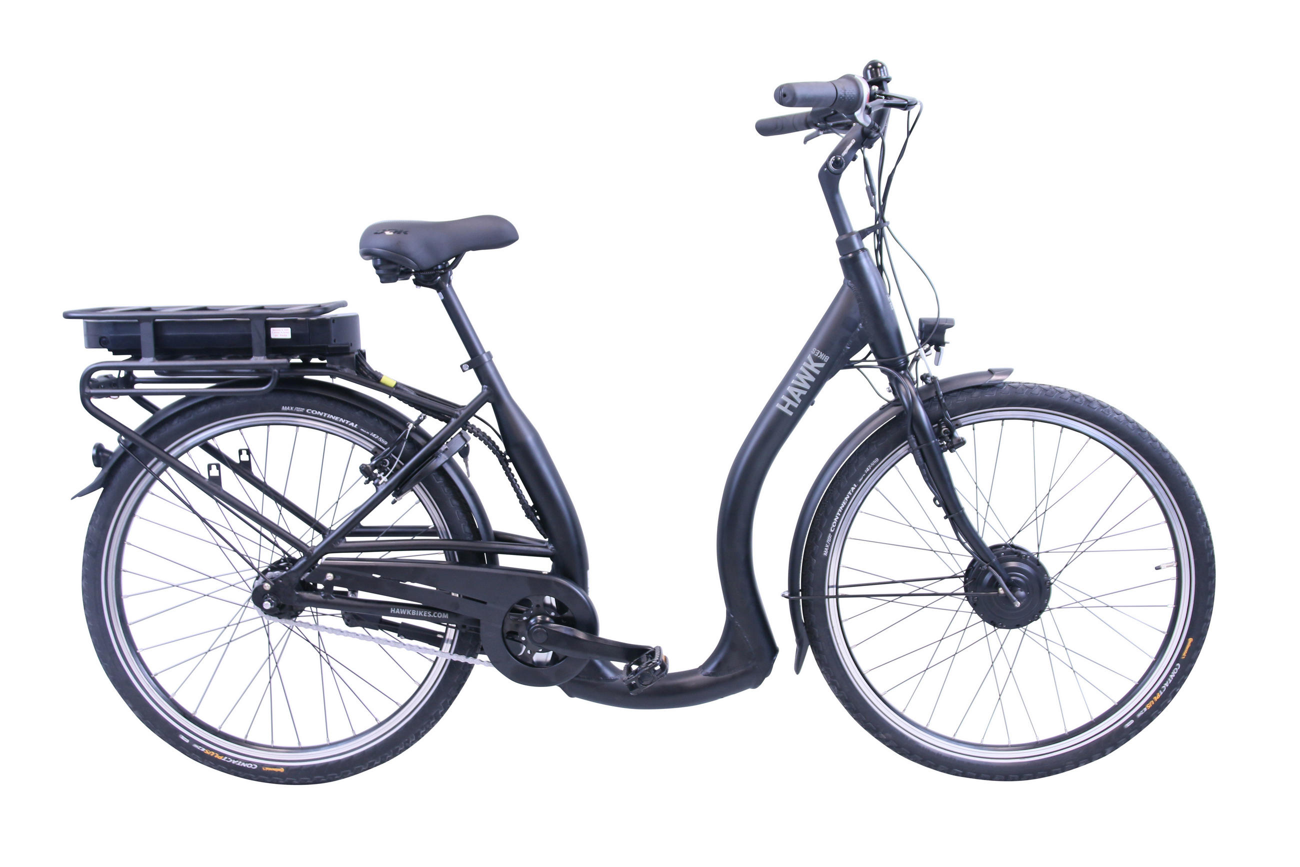 E-CITY Comfort E-Bike Schwarz 7 Gang 26 Zoll Gr:44cm - Schwarz, Metall (44cm) - Hawk Bikes