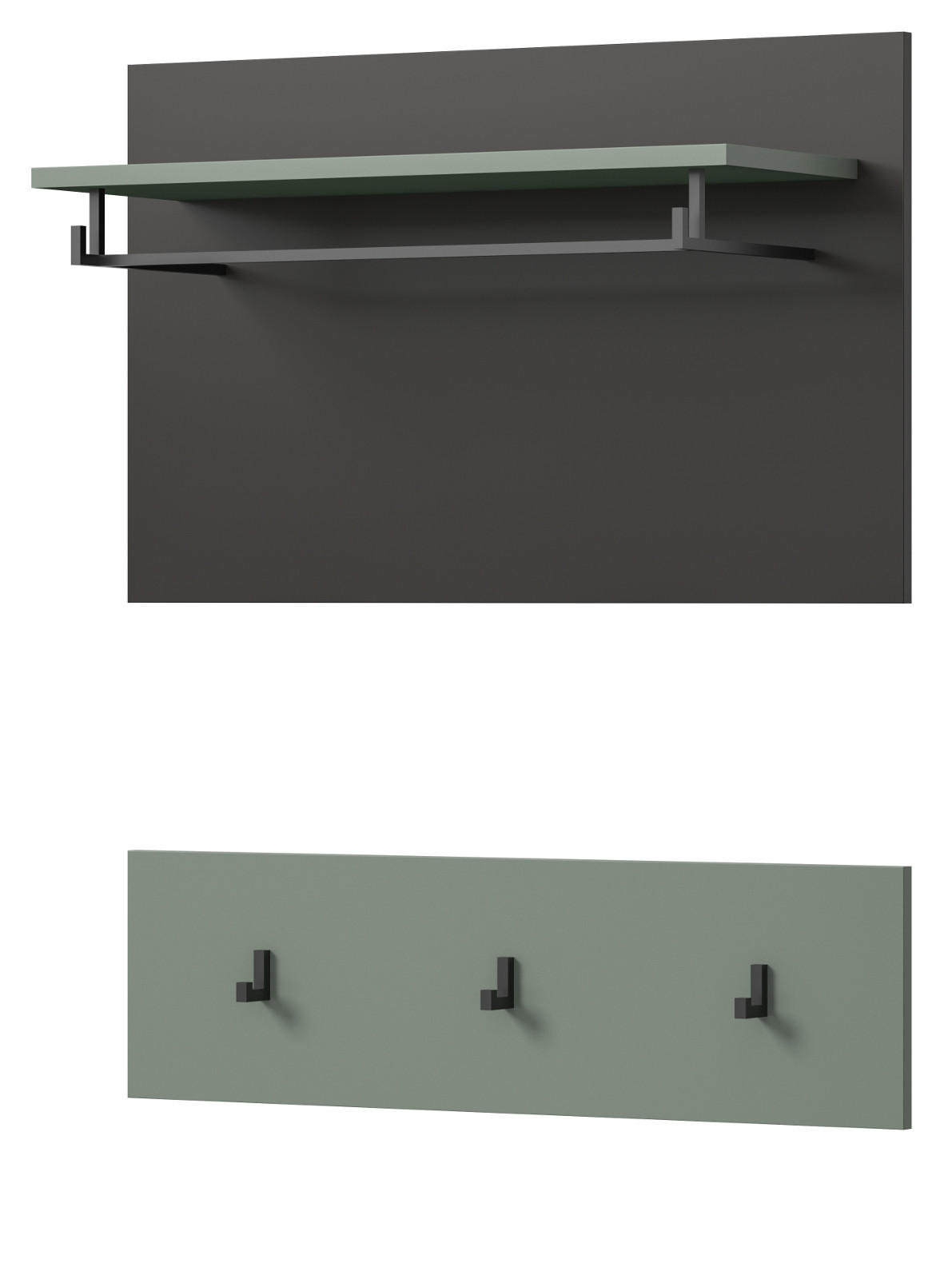 GARDEROBENPANEEL Salbei grün und grau, Set 2-teilig, 80 cm, Cooper - Salbeigrün, Holzwerkstoff (80/73/27cm) - Inn.Furn