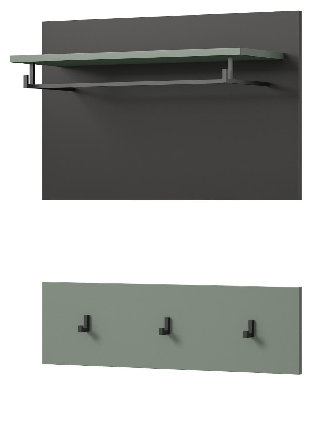 GARDEROBENPANEEL Salbei grün und grau, Set 2-teilig, 80 cm, Cooper - Salbeigrün, Holzwerkstoff (80/73/27cm) - Inn.Furn