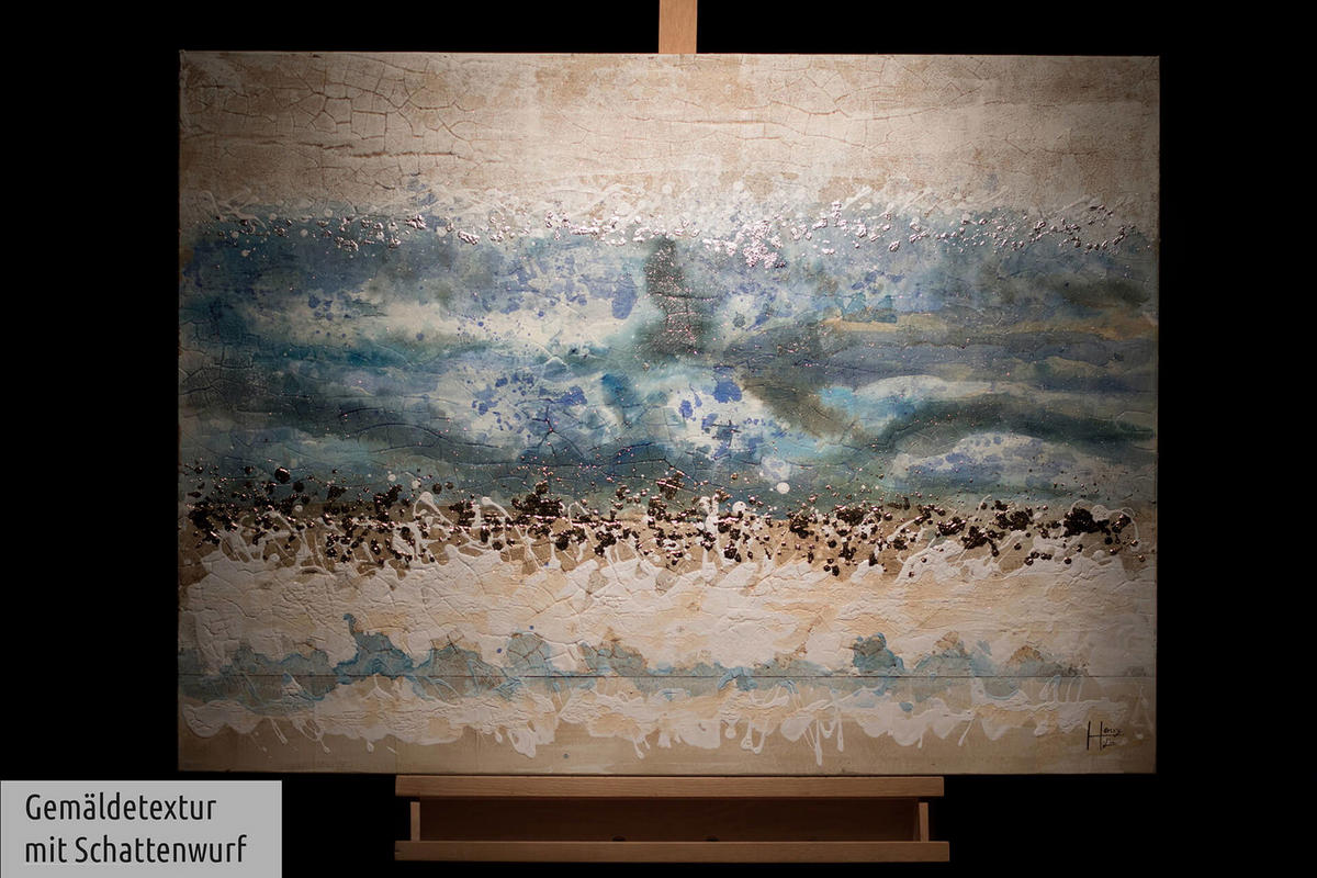 ÖLGEMÄLDE 100/75 cm - Blau/Beige, Holz/Textil (2.47/75cm) - KUNSTLOFT