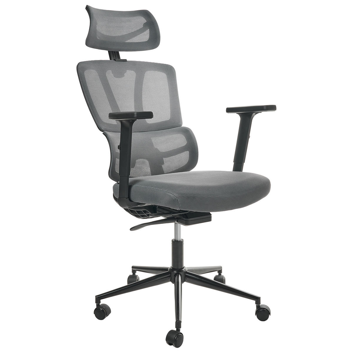 CHEFSESSEL Dunkelgrau Omega - Dunkelgrau, Textil (65/129/65cm) - Beliani