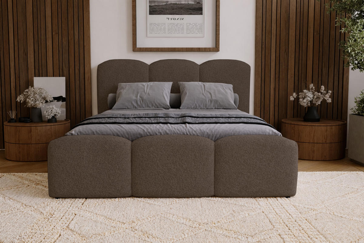 POLSTERBETT mit Bettkasten 180x200 Capri, Boucle, Braun - Braun, Holz/Textil (180/200cm) - Emporius