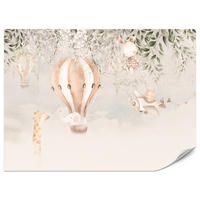 FOTOTAPETA Pre Detskú Izbu Zvieratá Oblaky Balóny Žirafa Slnko 500 x 350 cm - oranžová/hnedá, papier (500/350cm) - Muralo