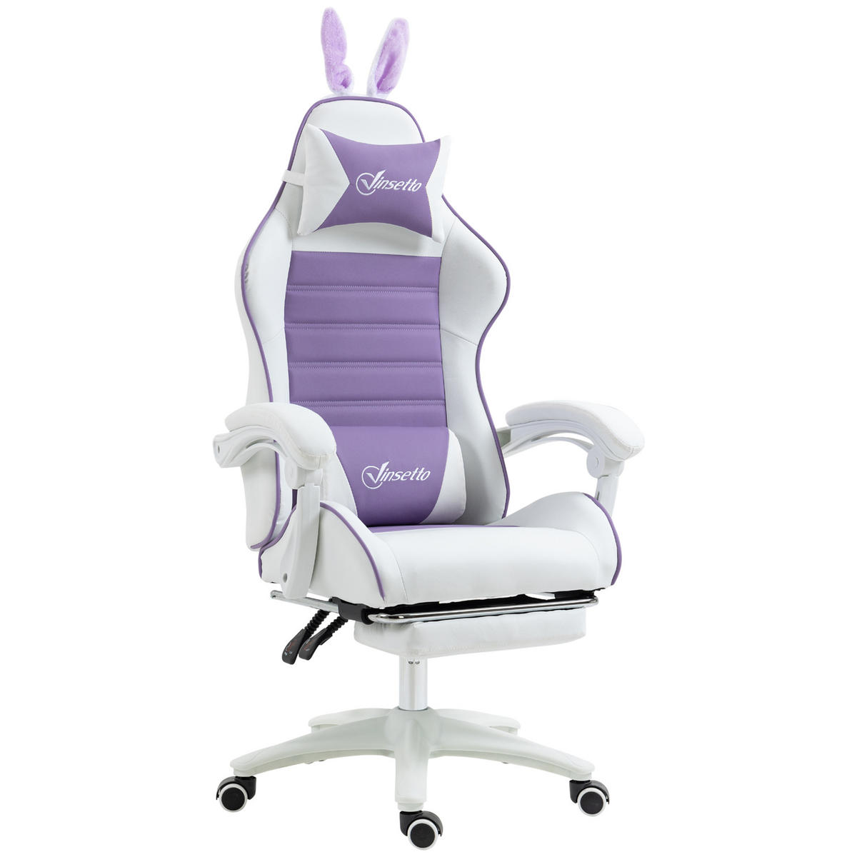 GAMINGSTUHL DE-05166 Mit Hasenohren, Fußstütze & Lendenstütze Violett - Violett, Metall (63/142/65cm) - ComfortXL