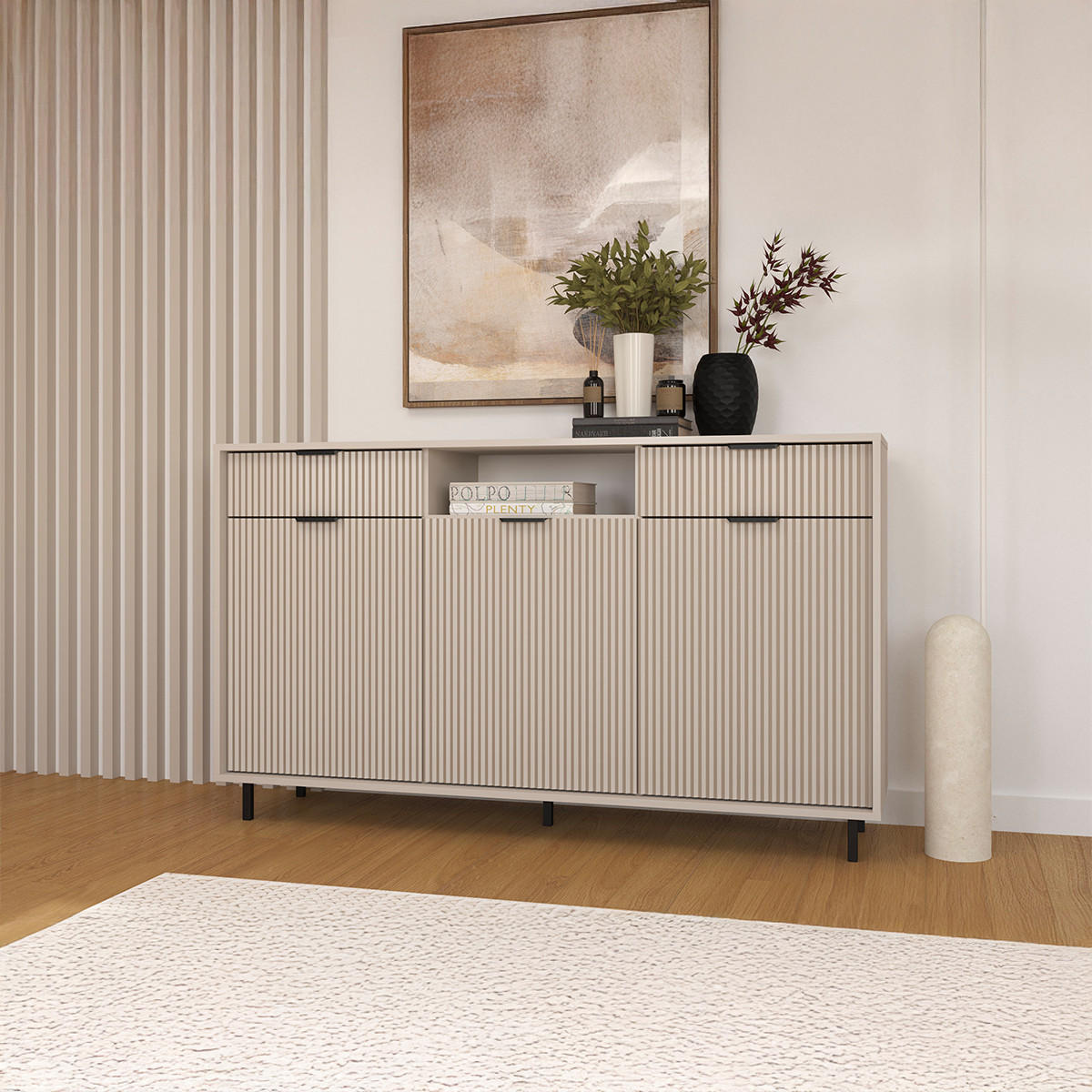 SIDEBOARD Soly Kaschmir - Beige, Holzwerkstoff (153.4/89.7/40.3cm) - Petits-meubles