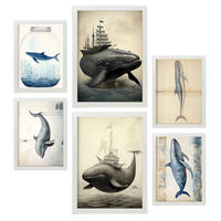 POSTER Set Mit 6 Wale A3 & A4 Weißer Rahmen - Weiß, Papier (29/3cm) - Nacnic