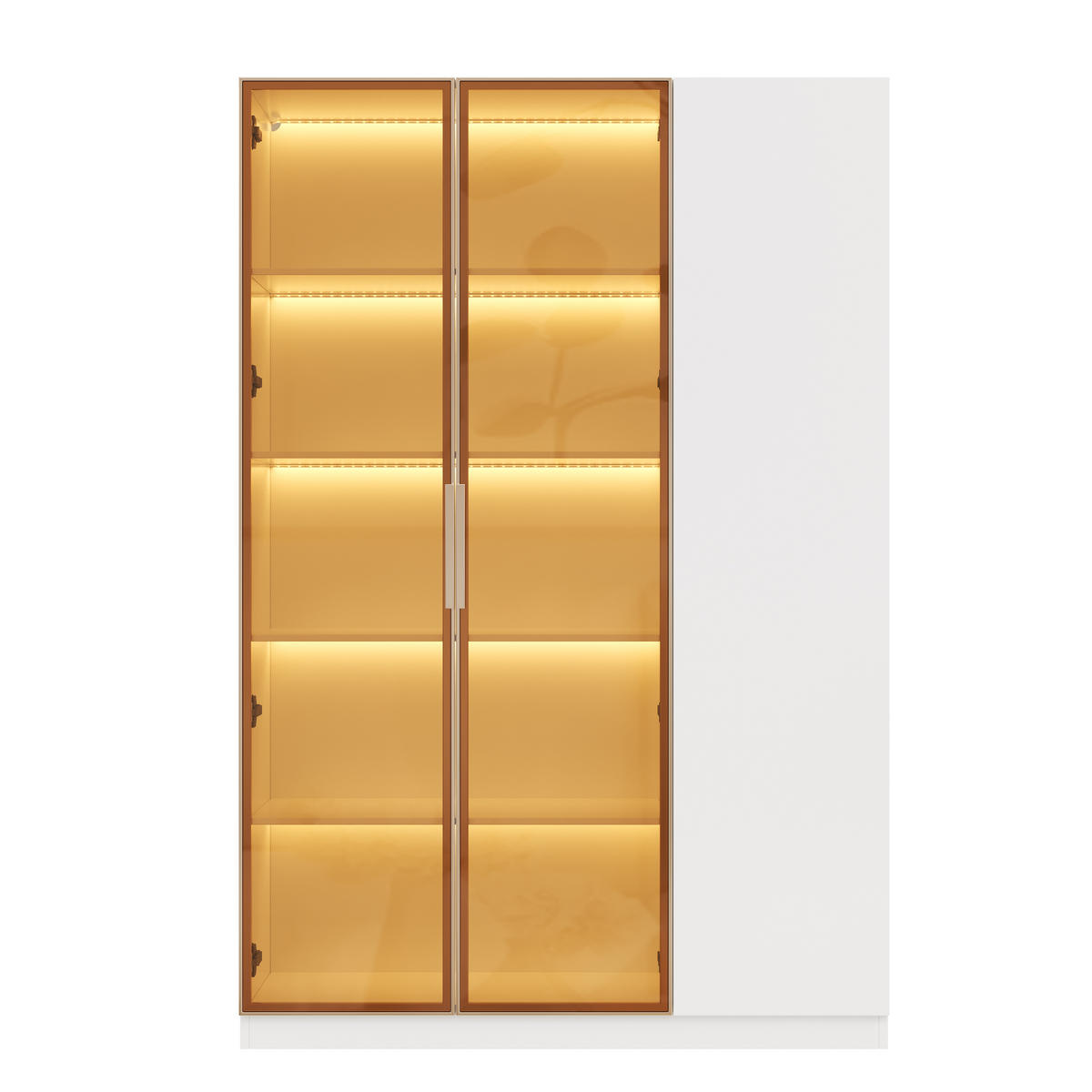 VITRINE in Weiß Highboard mit LED-Beleuchtung, Sicherheitsglas,verstellbaren Einlegeböden und Kippschutz,B110/T35/H165cm - Weiß, Glas/Holzwerkstoff (110/165/35cm) - STILVORA