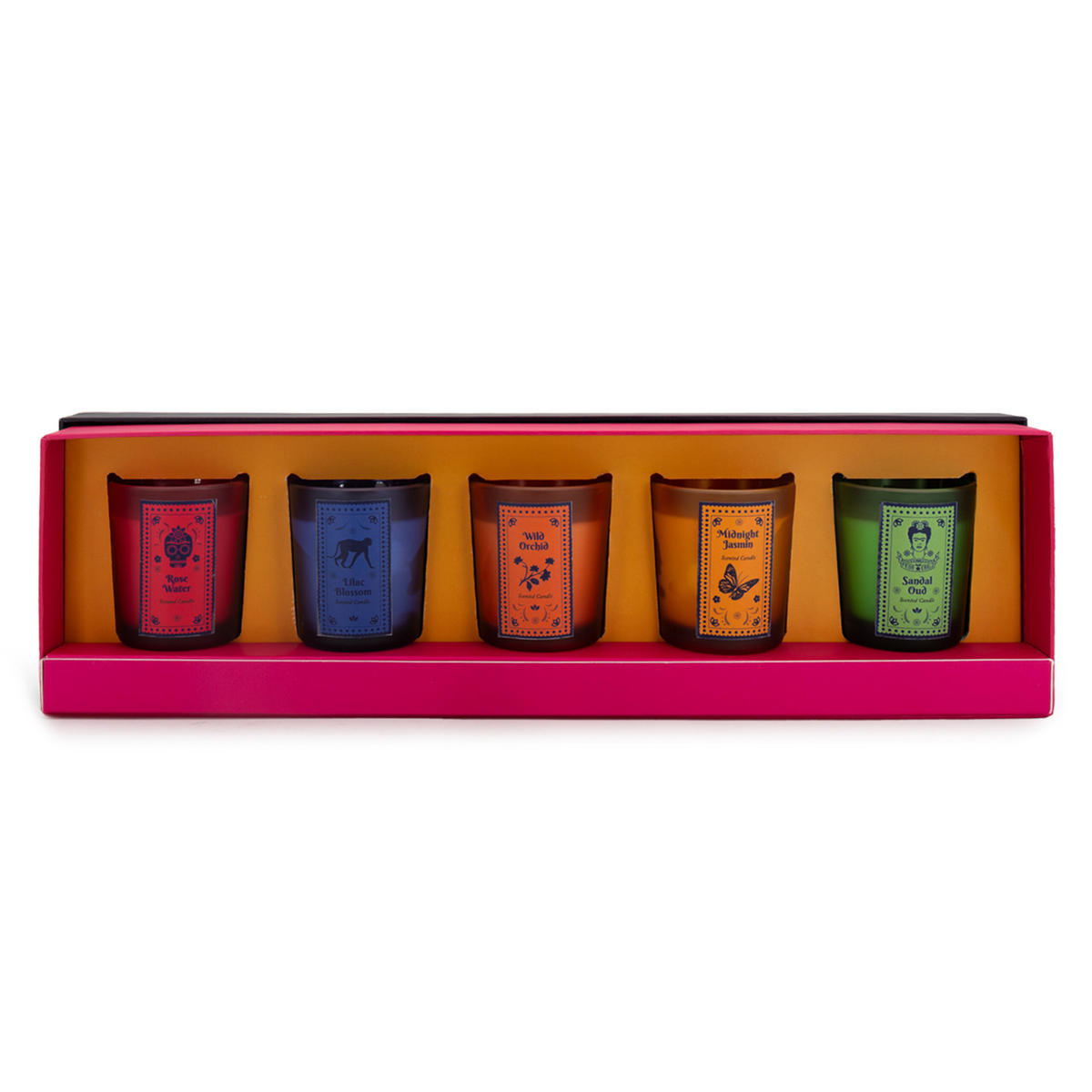 5tlg.DUFTKERZEN Set - Multicolor, Glas/Naturmaterialen (11cm)