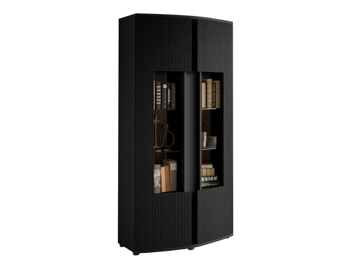 VITRINE Michelle 87 - Schwarz, Holzwerkstoff/Kunststoff (87/180/47cm) - MIRJAN24