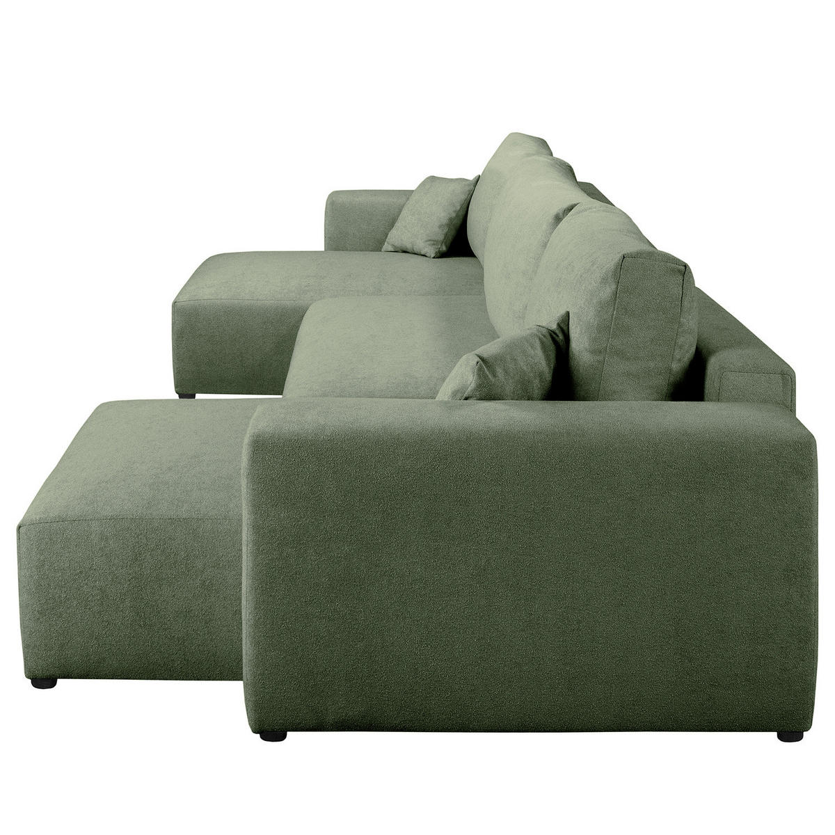 WOHNLANDSCHAFT mit Schlaffunktion - Schwarz/Grün, Kunststoff/Textil (398/70/148cm) - home24