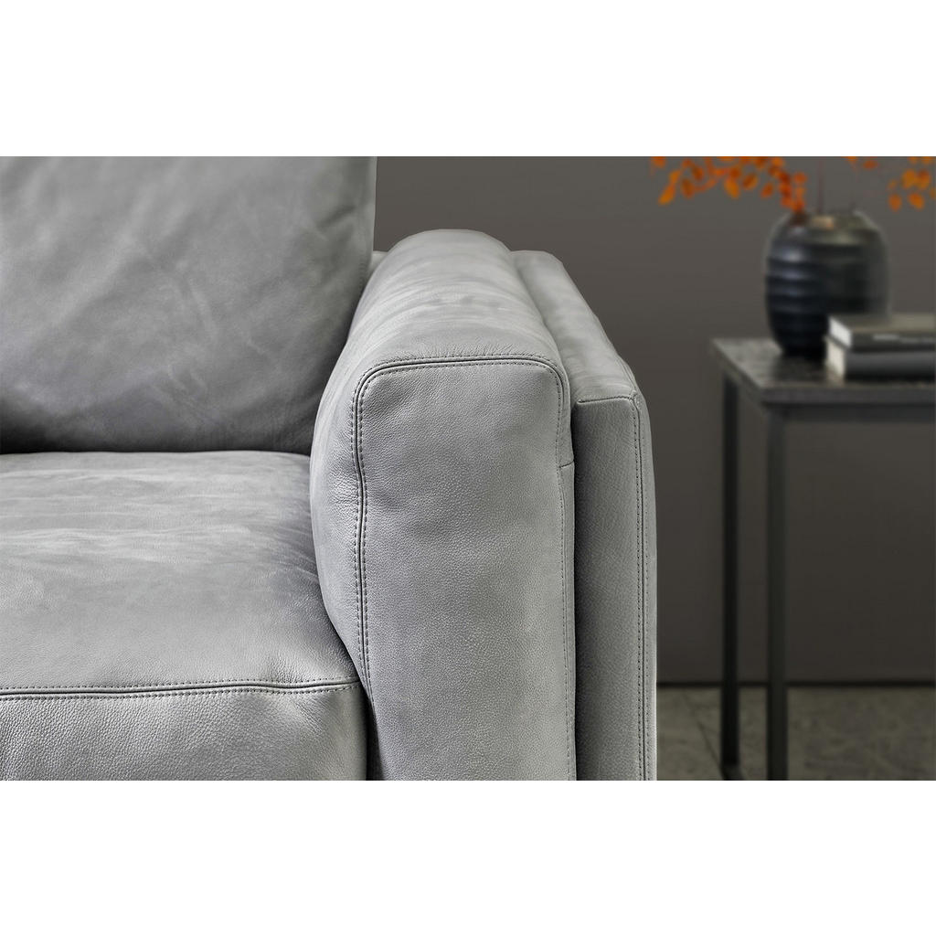 Thumbnail - Kawola Big, Grau, Schwarz, Leder, Echtholz, 3-Sitzer, Füllung: Komfortschaum, 254x85x150 cm, Wohnzimmer, Sofas & Couches...