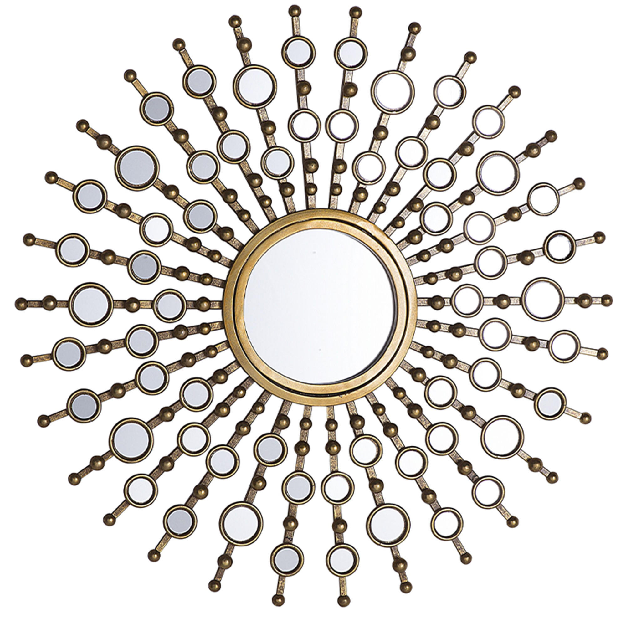 WANDSPIEGEL gold Sonnenform 70 cm Blois - Goldfarben, Metall (70/70/3cm) - Beliani