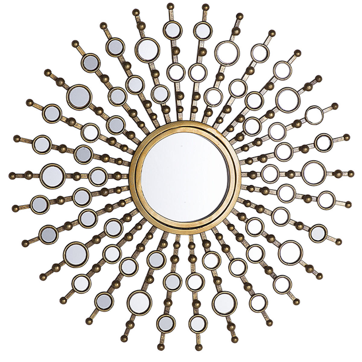 WANDSPIEGEL gold Sonnenform 70 cm Blois - Goldfarben, Metall (70/70/3cm) - Beliani